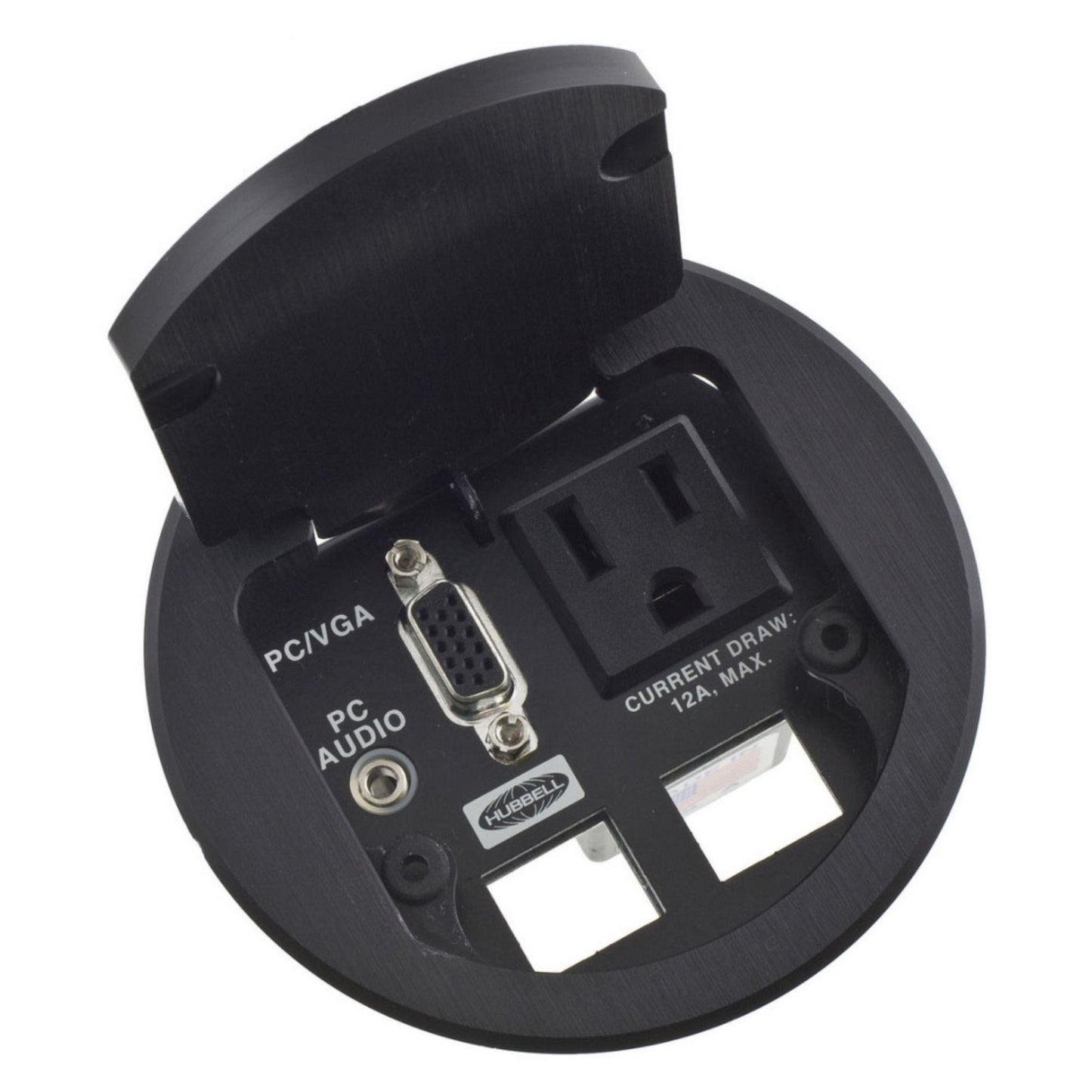 Hubbell Table Top Pre-Wired Electrical Outlet Box Audio Data Video Port TTBDS1BR