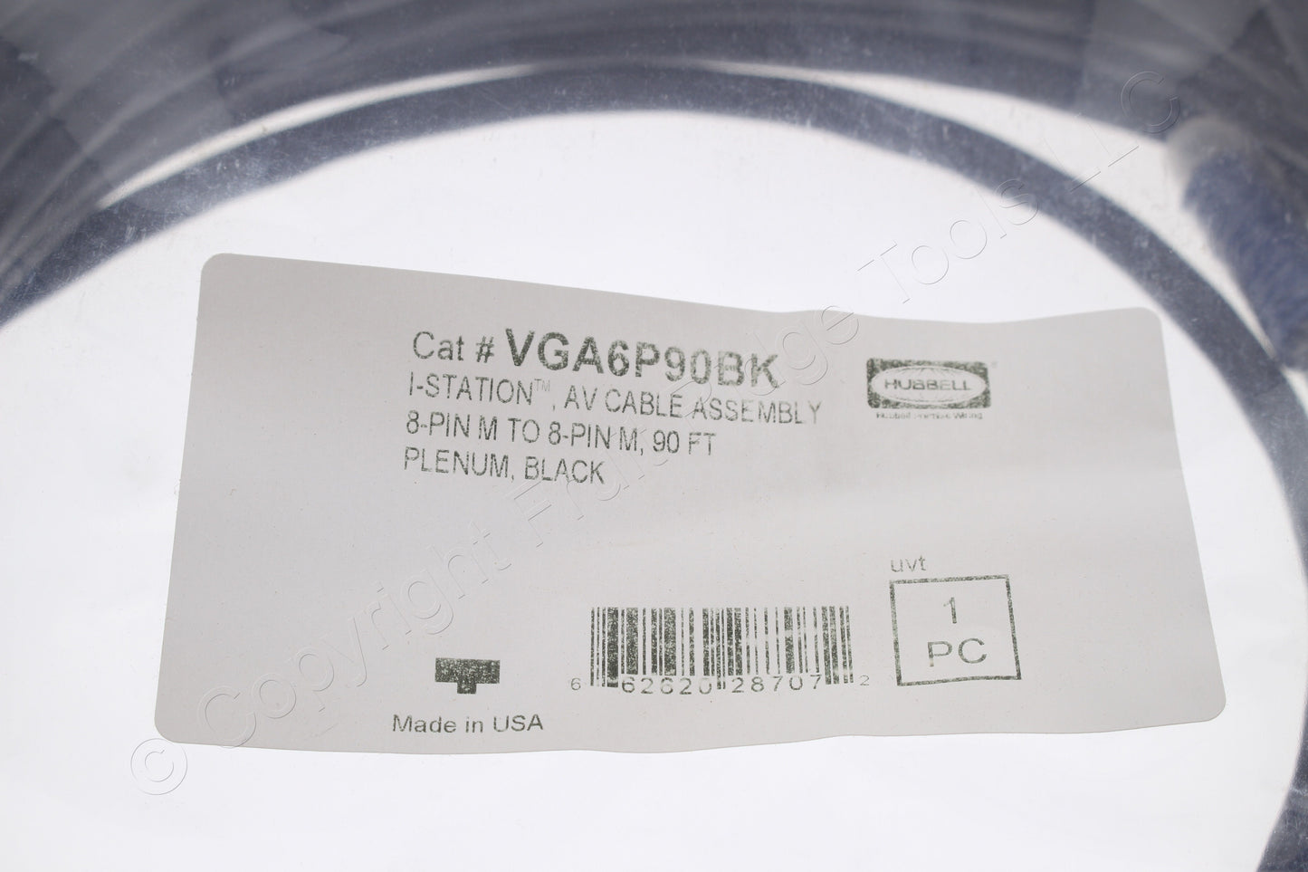 Hubbell VGA6P90BK 90ft 8-Pin Mini DIN M/M VGA Cable PlugnPlay XEnd Plenum Patch