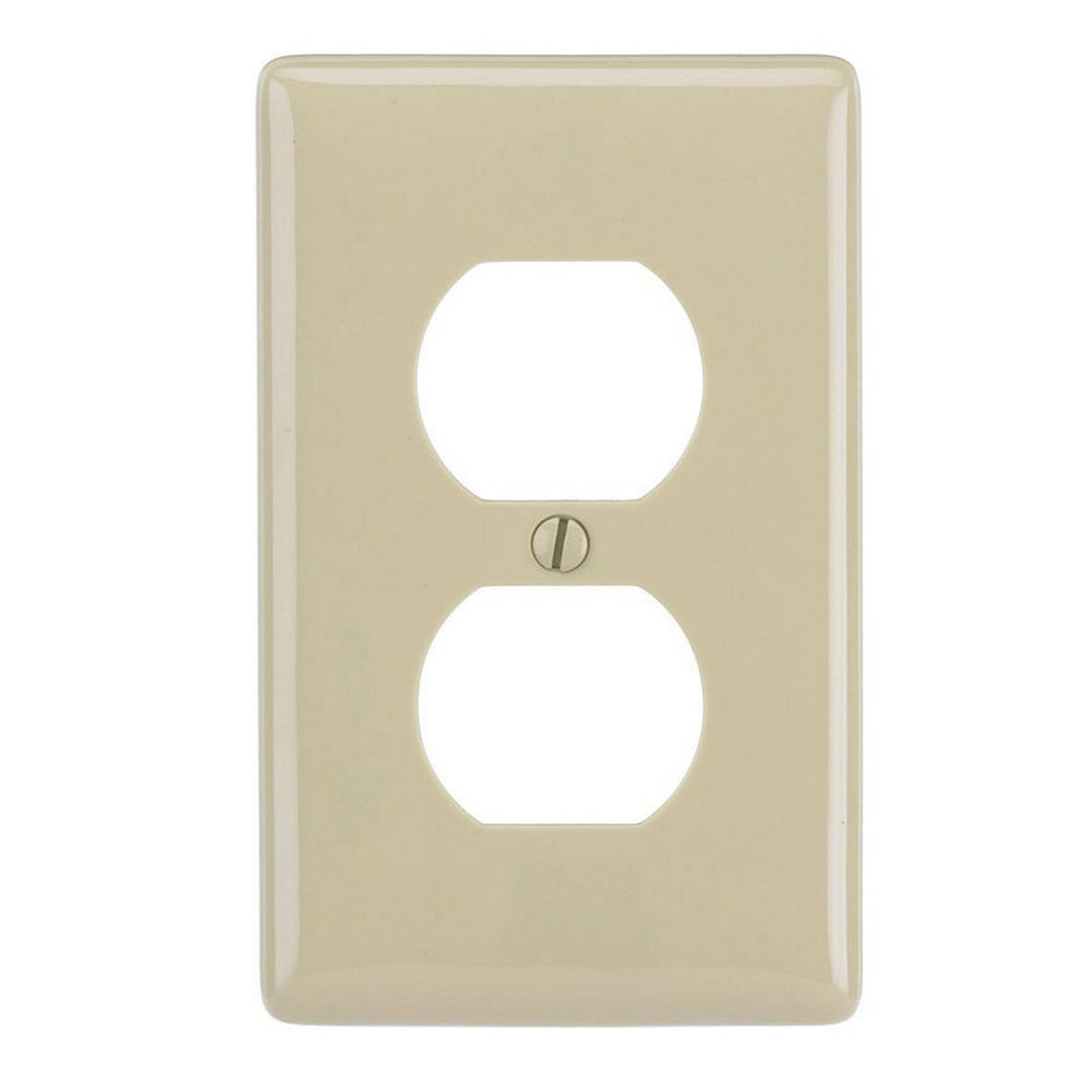 Hubbell WP8IZ Ivory 1-Gang Duplex Outlet Plastic Standard Wallplate Cover Plate