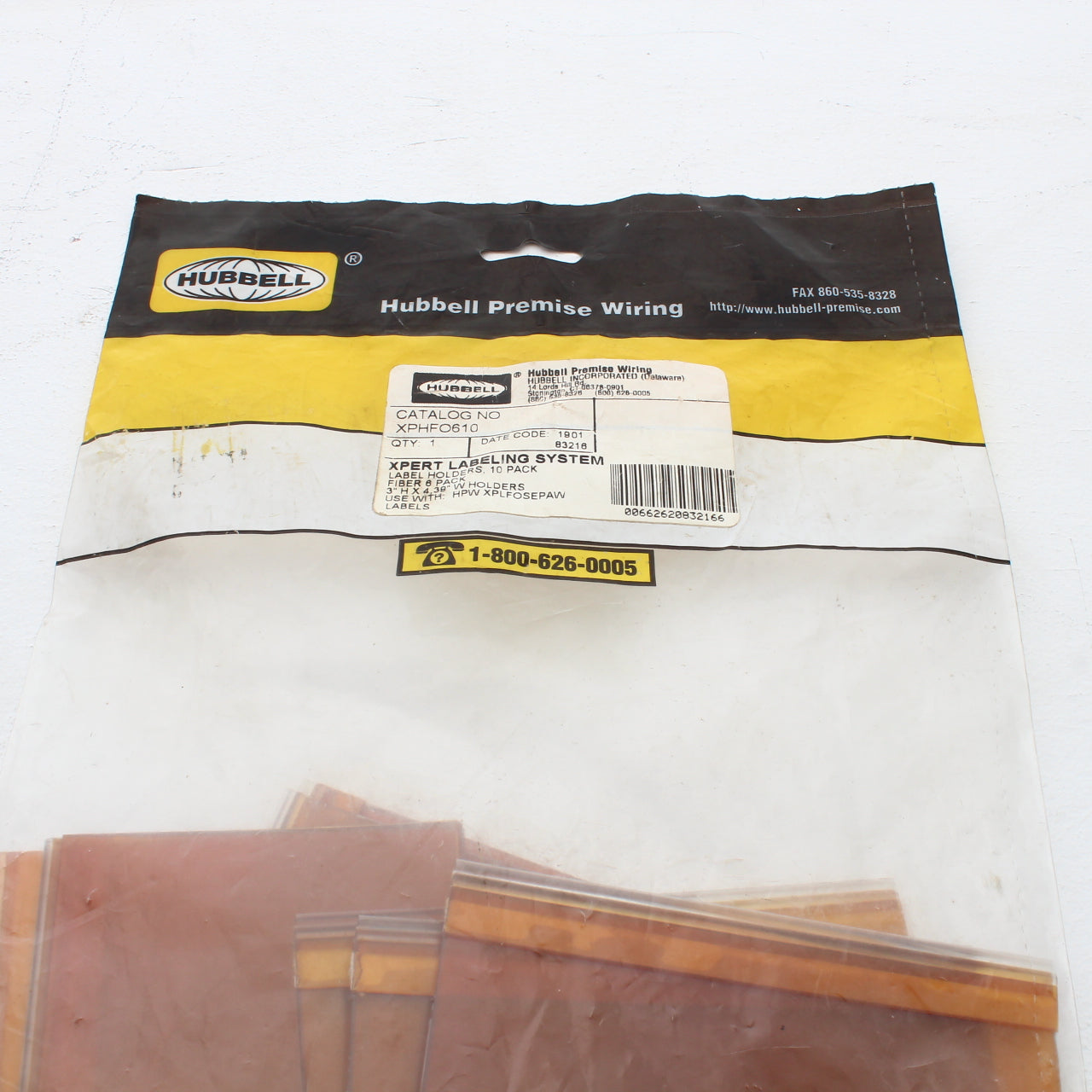Hubbell Label Holder 10-Pack for Fiber Optic Cable Cabinet 3"x4.38" XPHFO610