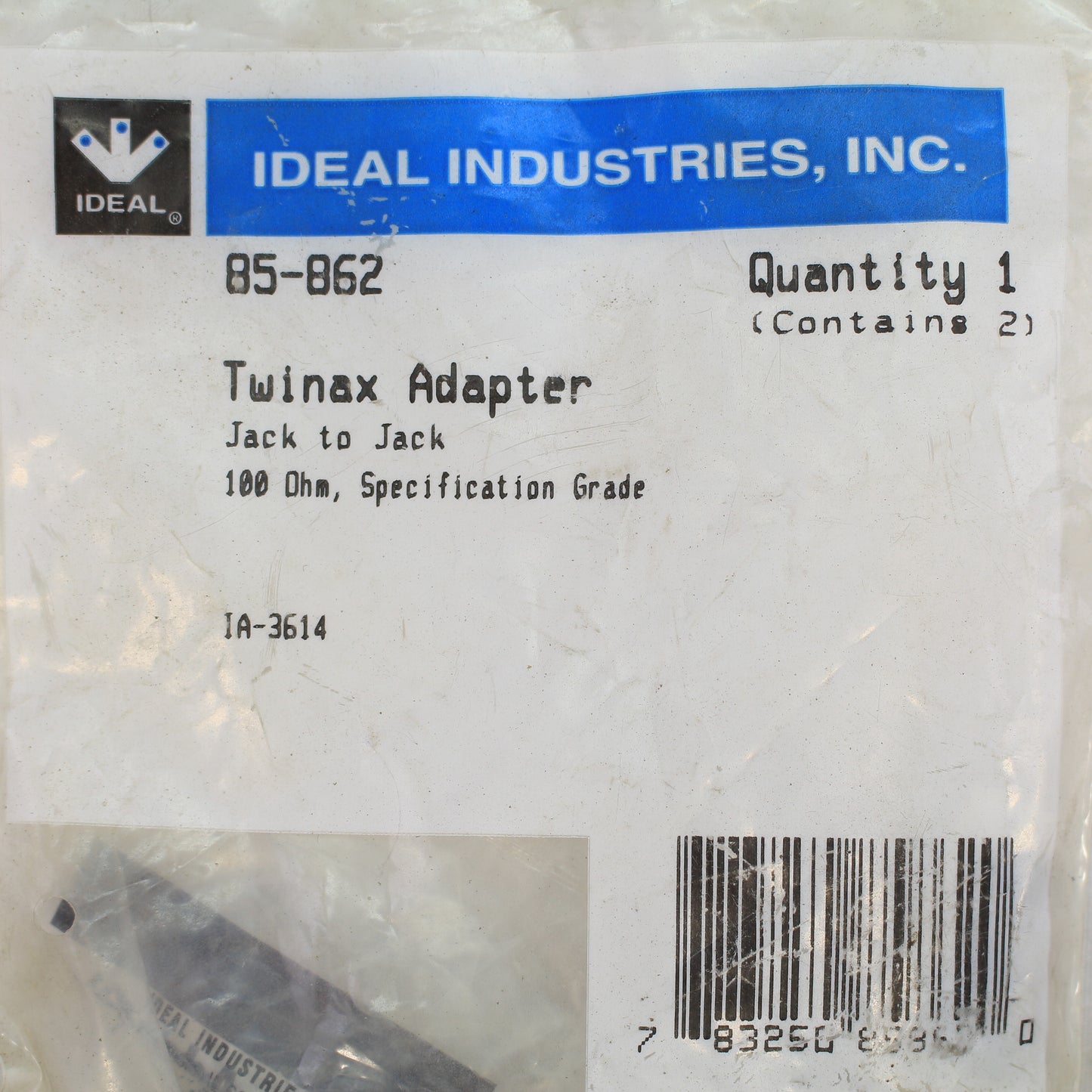 Ideal Industries 85-862 Twinax Adapter Jack-to-Jack 100 OHM 2pcs