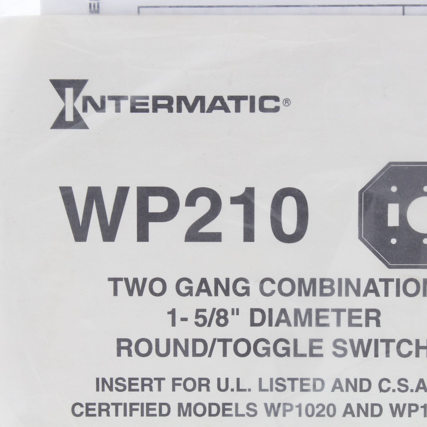 Intermatic 2-Gang Waterproof Single Toggle Switch 1-5/8" Dia Insert Plate WP210