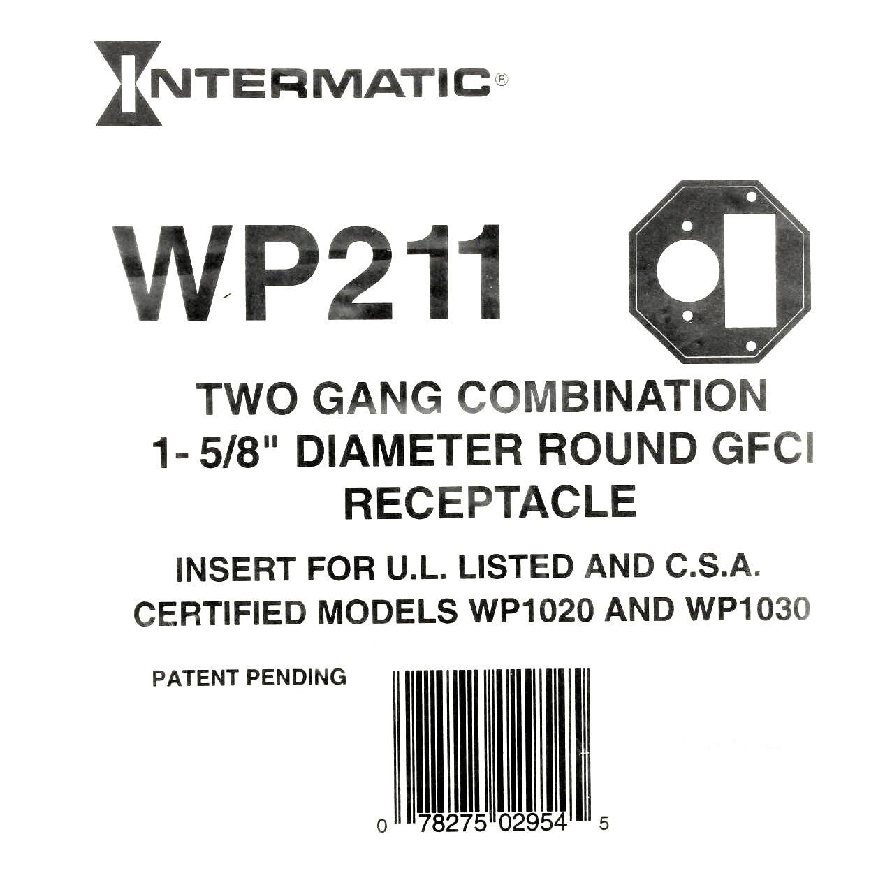 Intermatic 2-Gang Combination 1-5/8 Dia Round Gfci Receptacle Insert Plate WP211