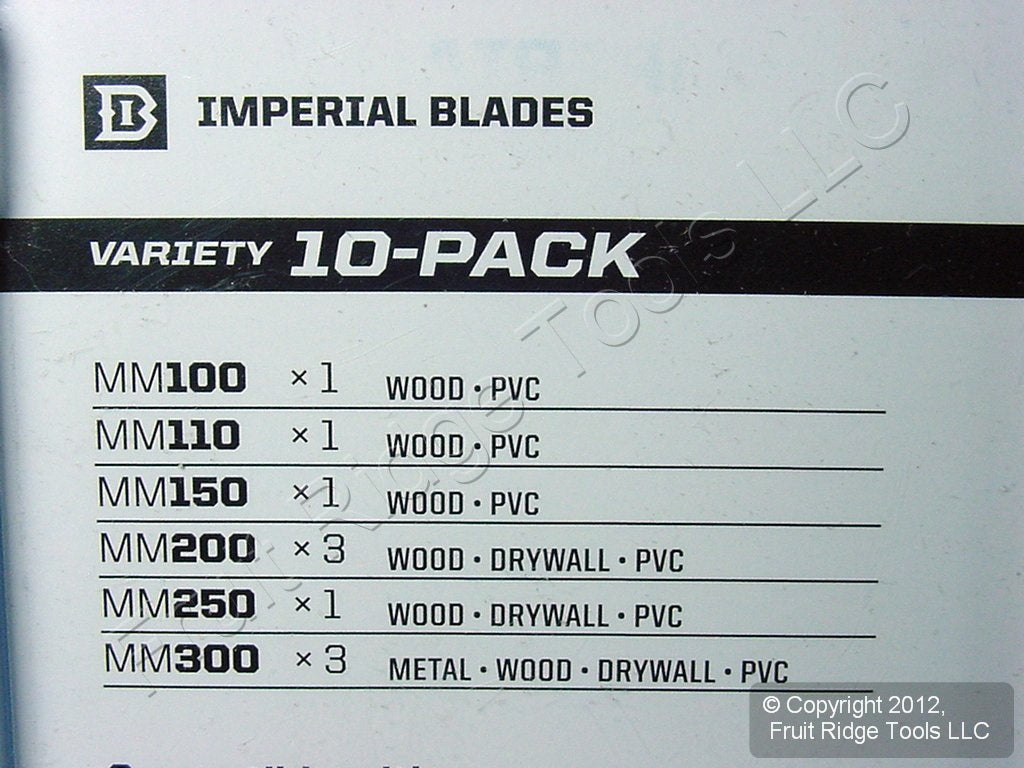 Imperial 10MMV Variety Universal Metal Wood Drywall PVC Cutting Saw Blades 10pcs
