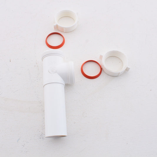Keeney White 1-1/2" End Outlet & Baffle Tee Tailpiece Slip Joint w/ TPR Washer