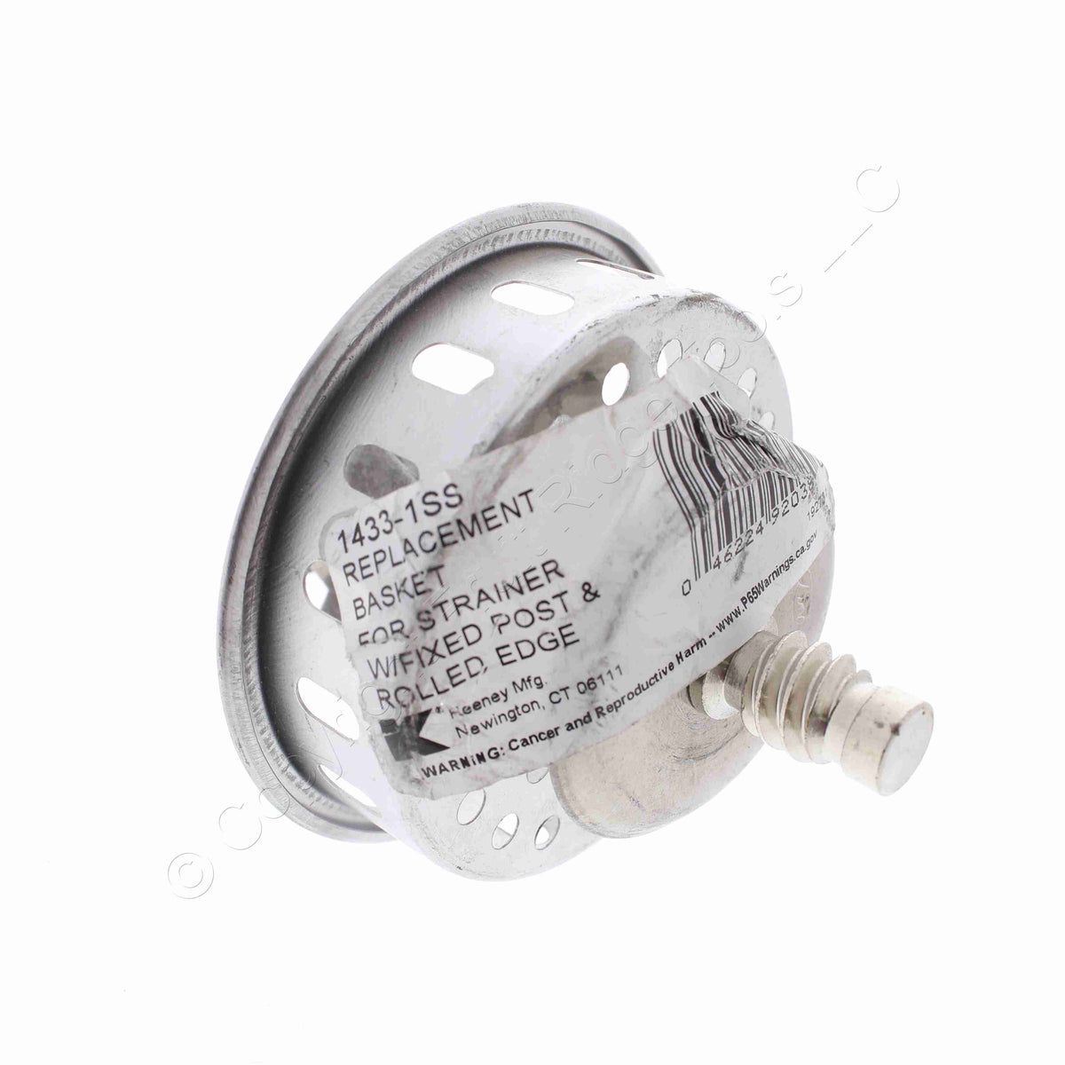 Keeney Stainless Steel Twist Lock Basket Strainer w/ Fixed Post & Rolled Edge