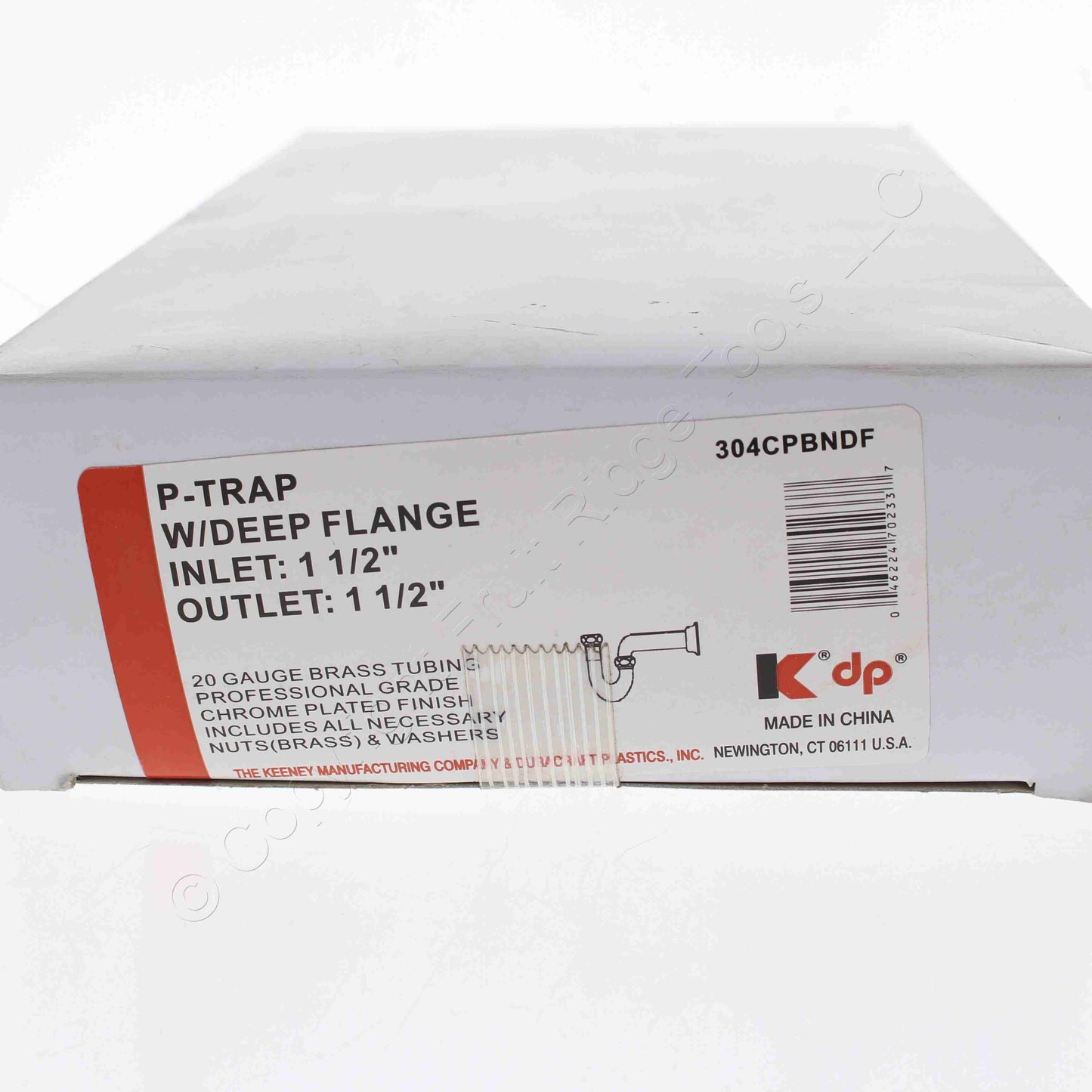 Keeney P-Trap 304CPBNDF Deep Flange 1.5"x1.5" Inlet/Outlet Chrome Plated 20ga