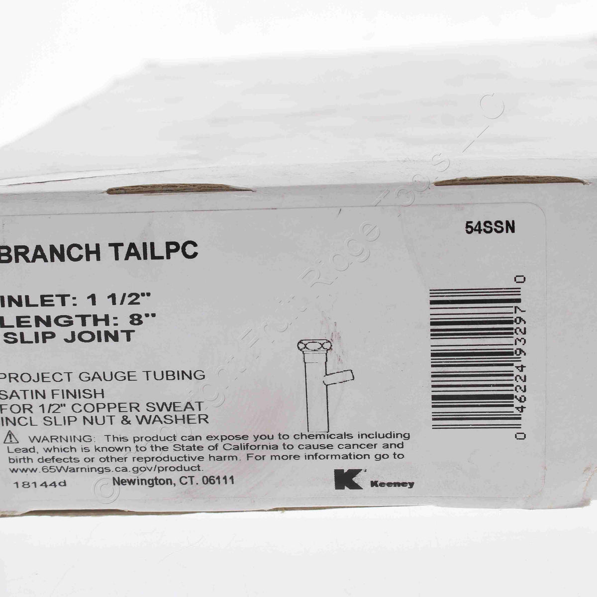Keeney 54SSN Satin Nickel Chrome Plated 22GA Slip Joint Branch Tailpiece 1.5"x8"