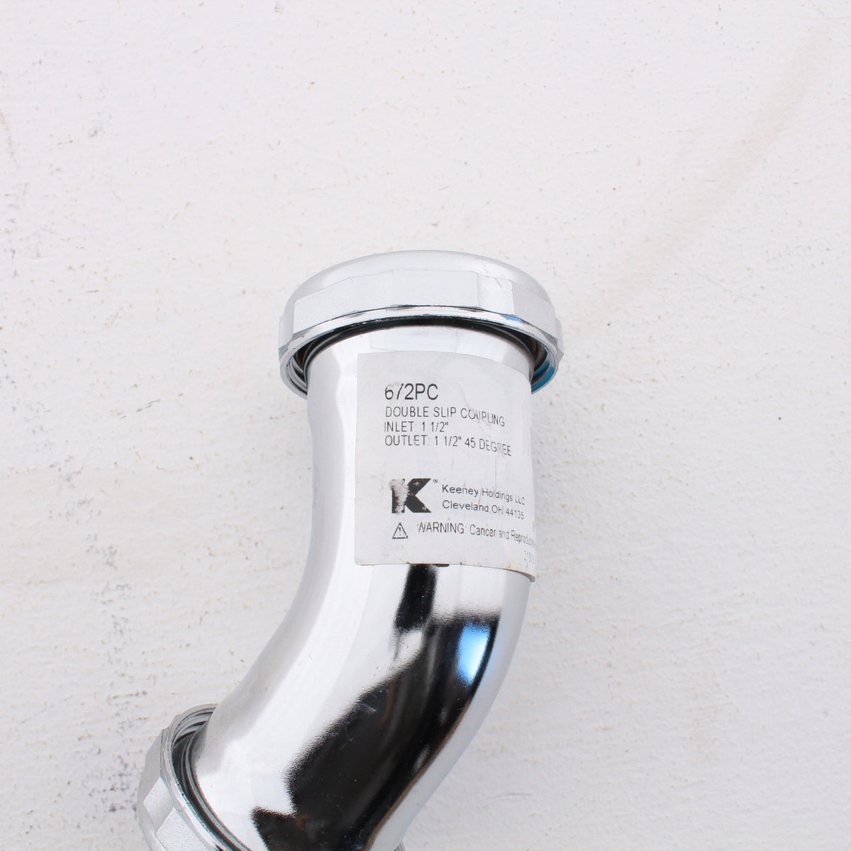 Keeney 1-1/2" Double Slip Coupling Join 45-Degree 22ga Chrome Plated Brass