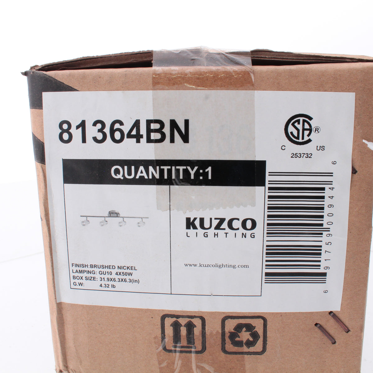 Kuzco 32"L 4-Light Brushed Nickel Fixed Rail Ceiling Track Fixture GU10 81364BN