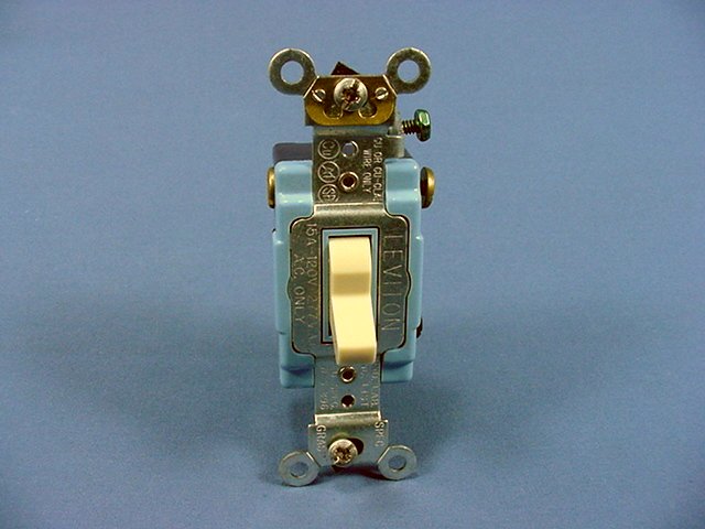 Leviton 1203-2I Ivory Industrial Grade Toggle Wall Light Switch 3-Way 15A Bulk