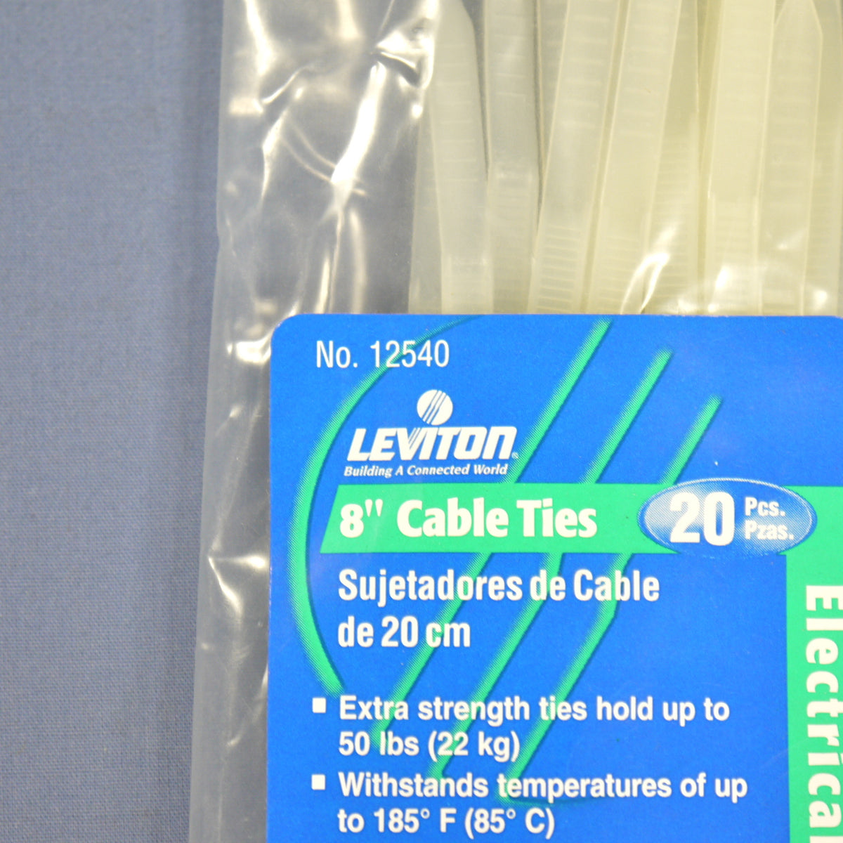 20 Leviton White Organizing Fastening Plastic 8" Cable Zip Wire Ties Nylon 12540