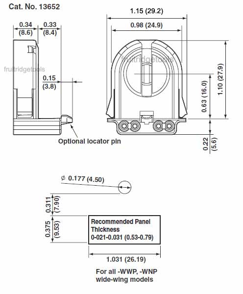 Leviton Fluorescent Lamp Holder Light Socket T8 Wide Fin Base Bi-Pin 13652-WWP