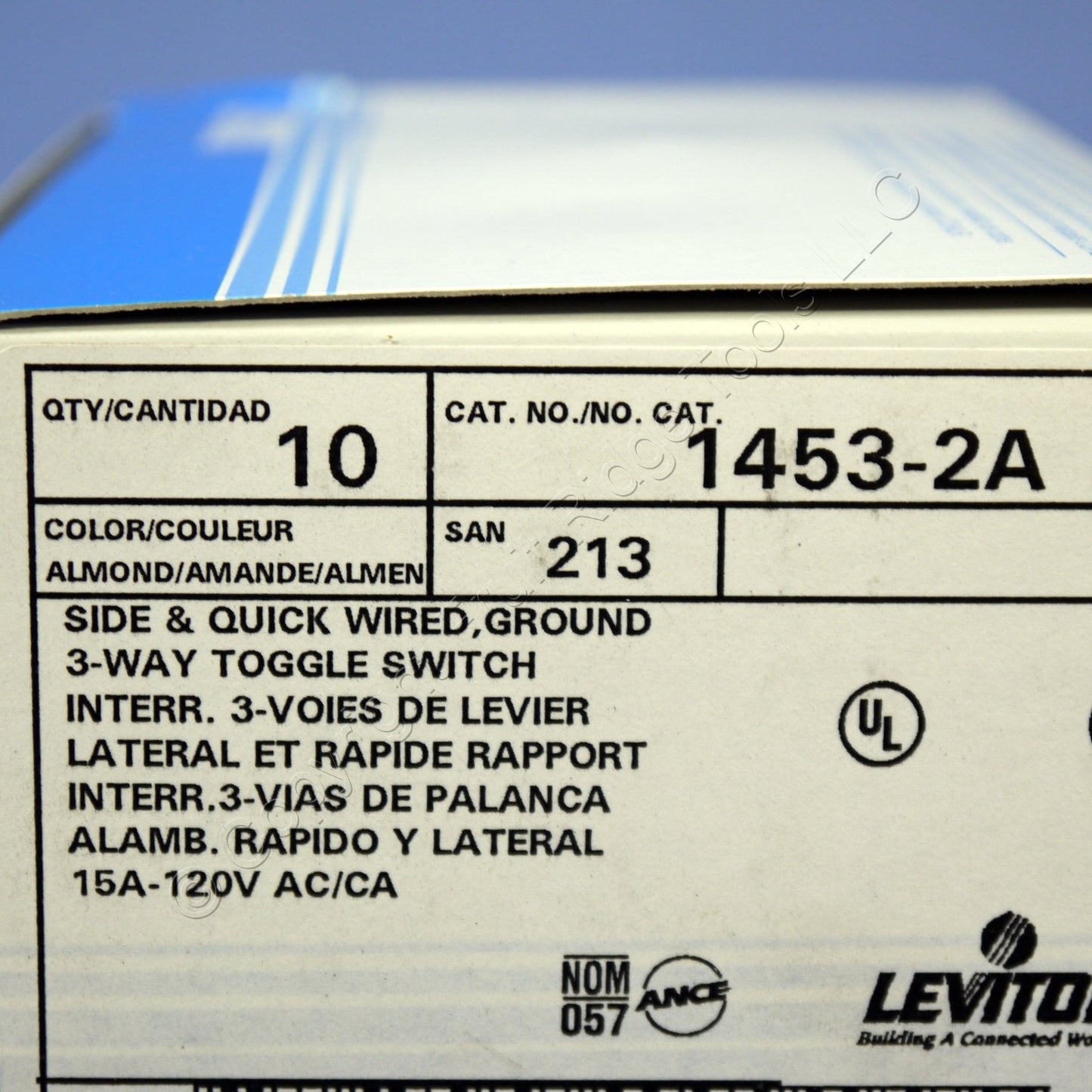 Leviton 1453-2A Almond Quickwire 3-Way 15A Toggle Wall Light Switches 120V 10pk