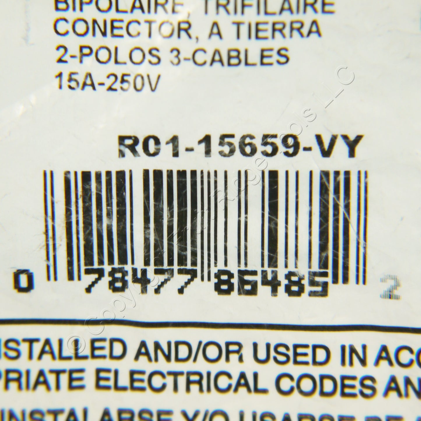 Leviton Yellow Python Industrial Cord Connector 6-15R 15A 250V 15659-VY Bagged