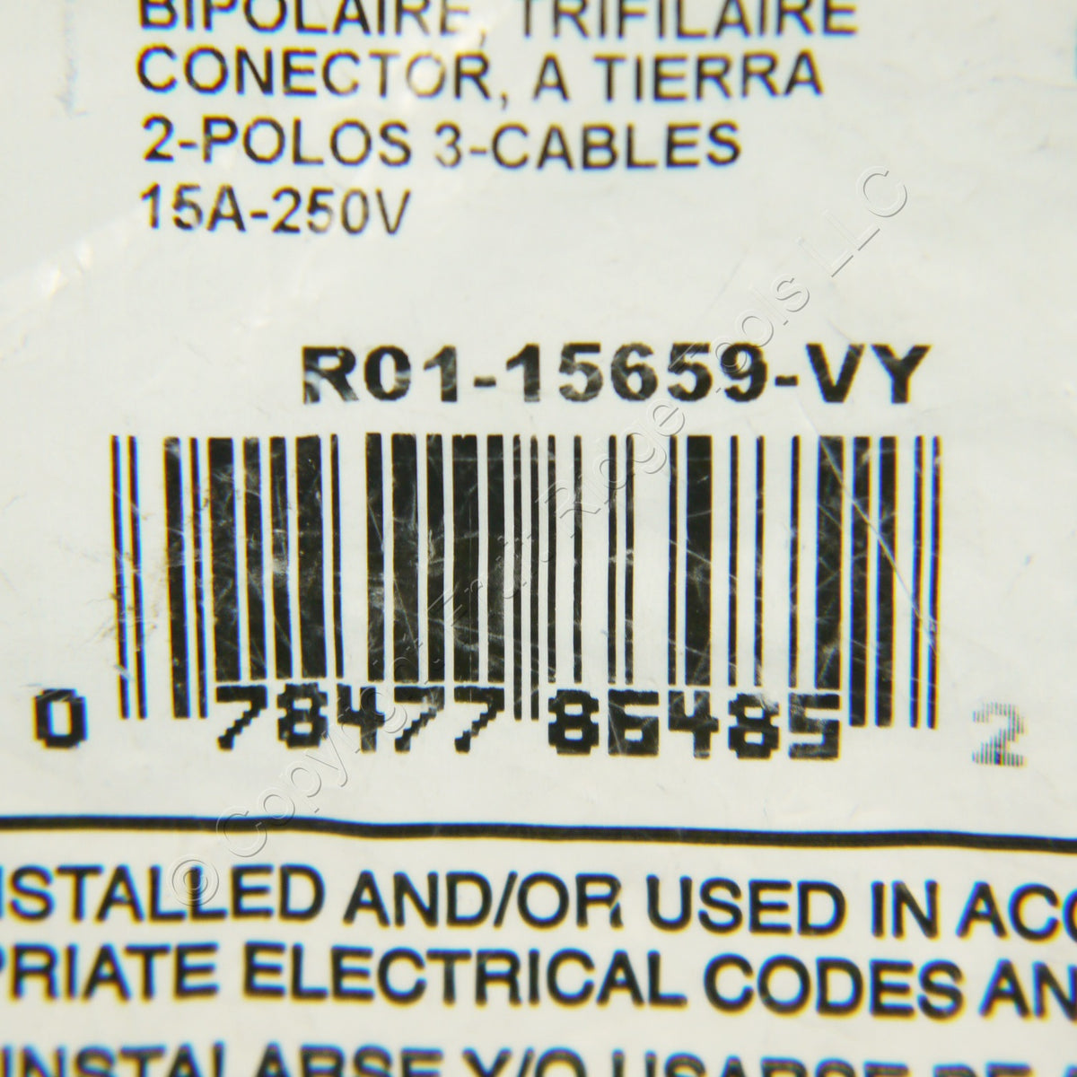 Leviton Yellow Python Industrial Cord Connector 6-15R 15A 250V 15659-VY Bagged