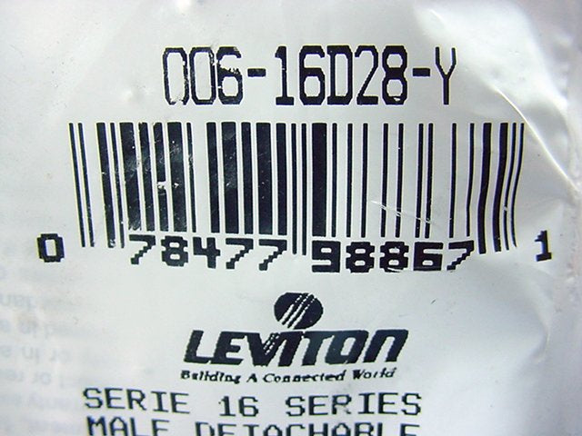 Leviton Yellow 16 Series Male Detachable Cam-Type Plug 400A 600V Crimped 16D28-Y