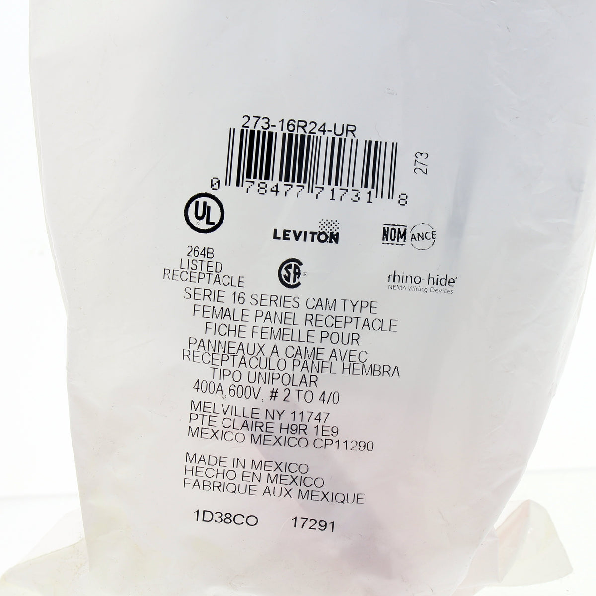 Leviton 16R24-UR Red Taper Nose 90° Female Panel Receptacle Threaded Stud
