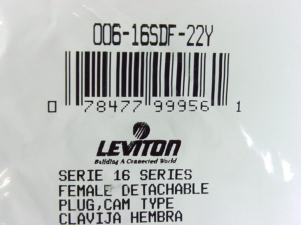 Leviton Yellow Cam Plug Insulator Sleeve Female ECT 16 Series 16SDF-22Y Bagged
