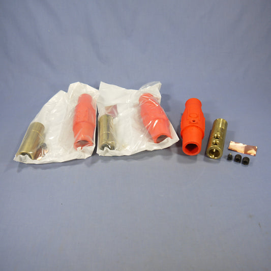 3 Leviton Orange ECT 17 Series Female Cam-Type Plugs Set Screw 690A 600V 17D24-O