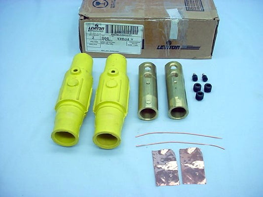 Leviton 17D24-Y Yellow ECT 17 Series Female Cam-Type Plugs Set Screw 690A 2-Pack