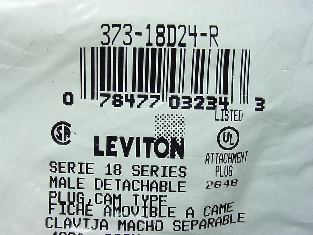 Leviton Red 18 Series Detachable Male Cam Plug Ball Nose 400A 600V 18D24-R