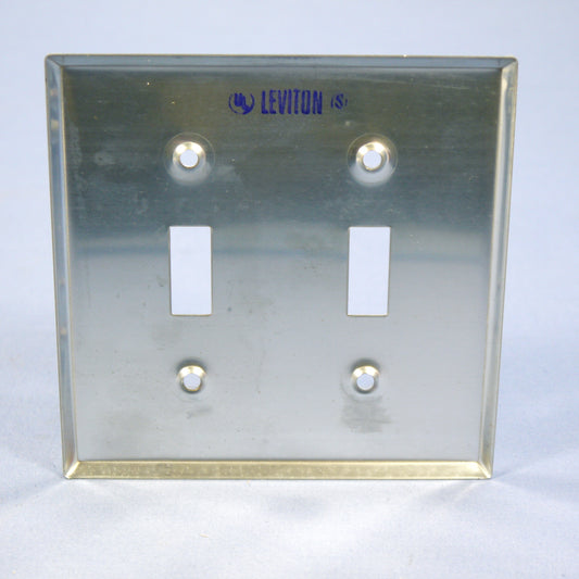 Leviton 1909 Chrome 2-Gang Toggle Chrome Plated Steel Standard Wallplate Cover
