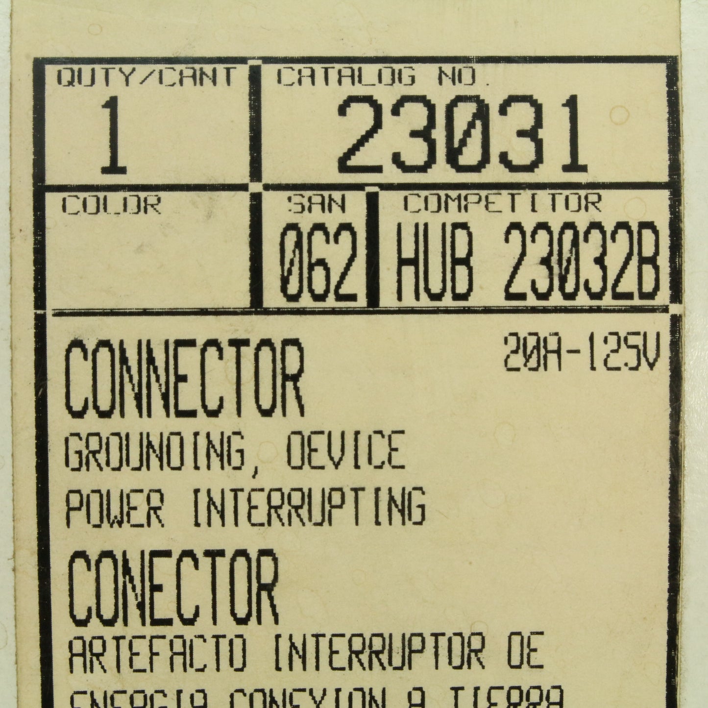 Leviton Power Interrupting Twist Locking Connector Plug Non-Nema 20A 125V 23031