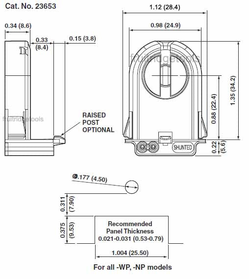Leviton 23653-WP Shunted Bi-Pin Fluorescent Lampholder Socket Medium G13 T8 T12