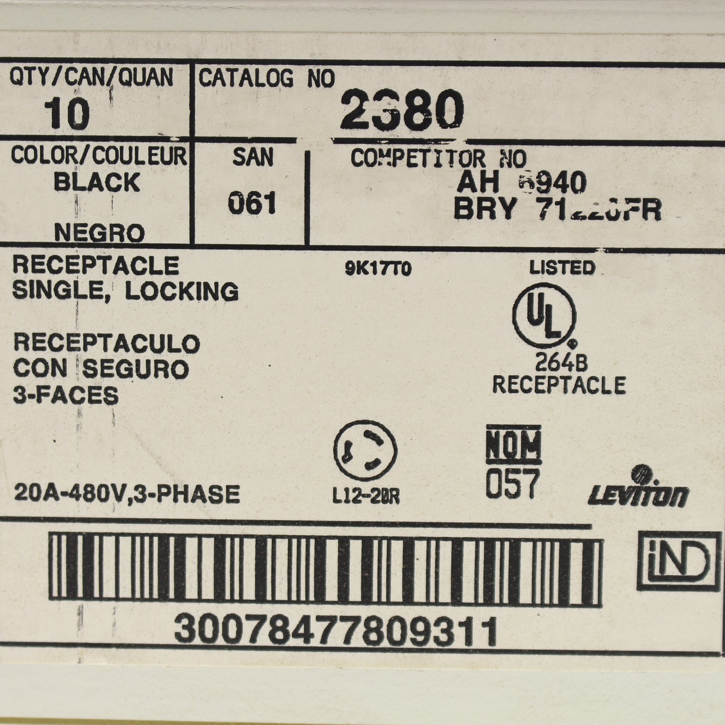 10 Oldstyle Leviton Twist Turn Locking Receptacles Outlet L12-20R 20A 480V 2380
