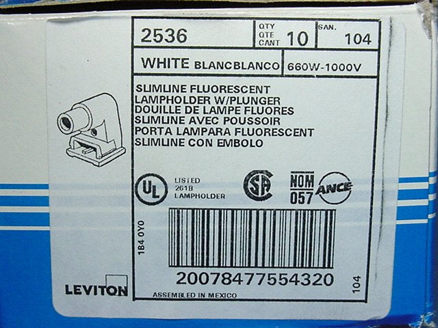 10 SlimLine Fluorescent Lamp Holders Light Socket T8 T12 Plunger-End Fa8 Base