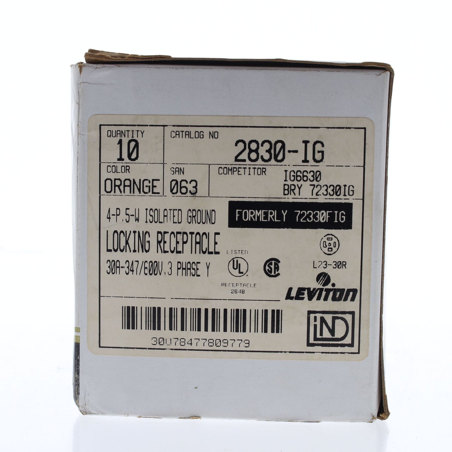 10 Leviton Iso Ground Locking Receptacles Nema L23-30R 30A 347/600V 3�Y 2830-IG
