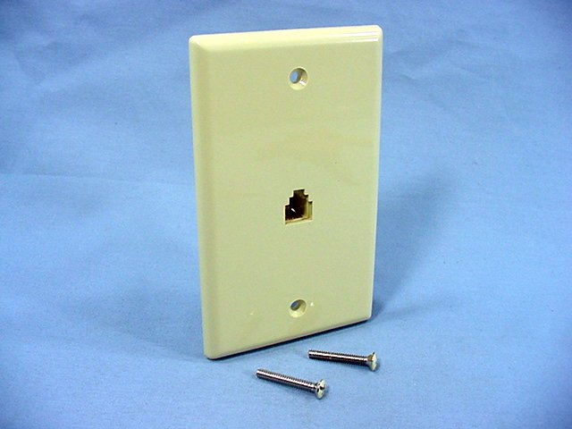 ACE Ivory Modular Phone Jack Wallplate 4-Wire 4-Conductor Telephone Cover 33076
