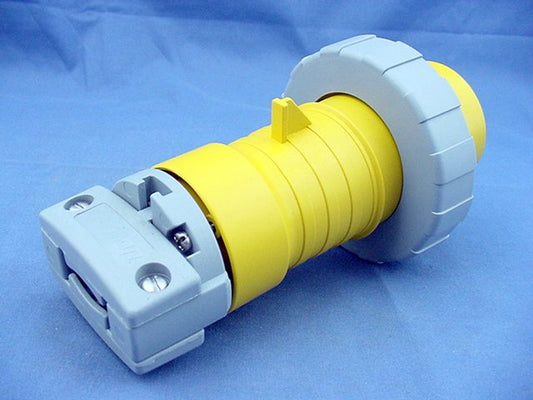 Leviton 330P4W Yellow Watertight Industrial Pin & Sleeve Plug 30A 125VAC IEC 309
