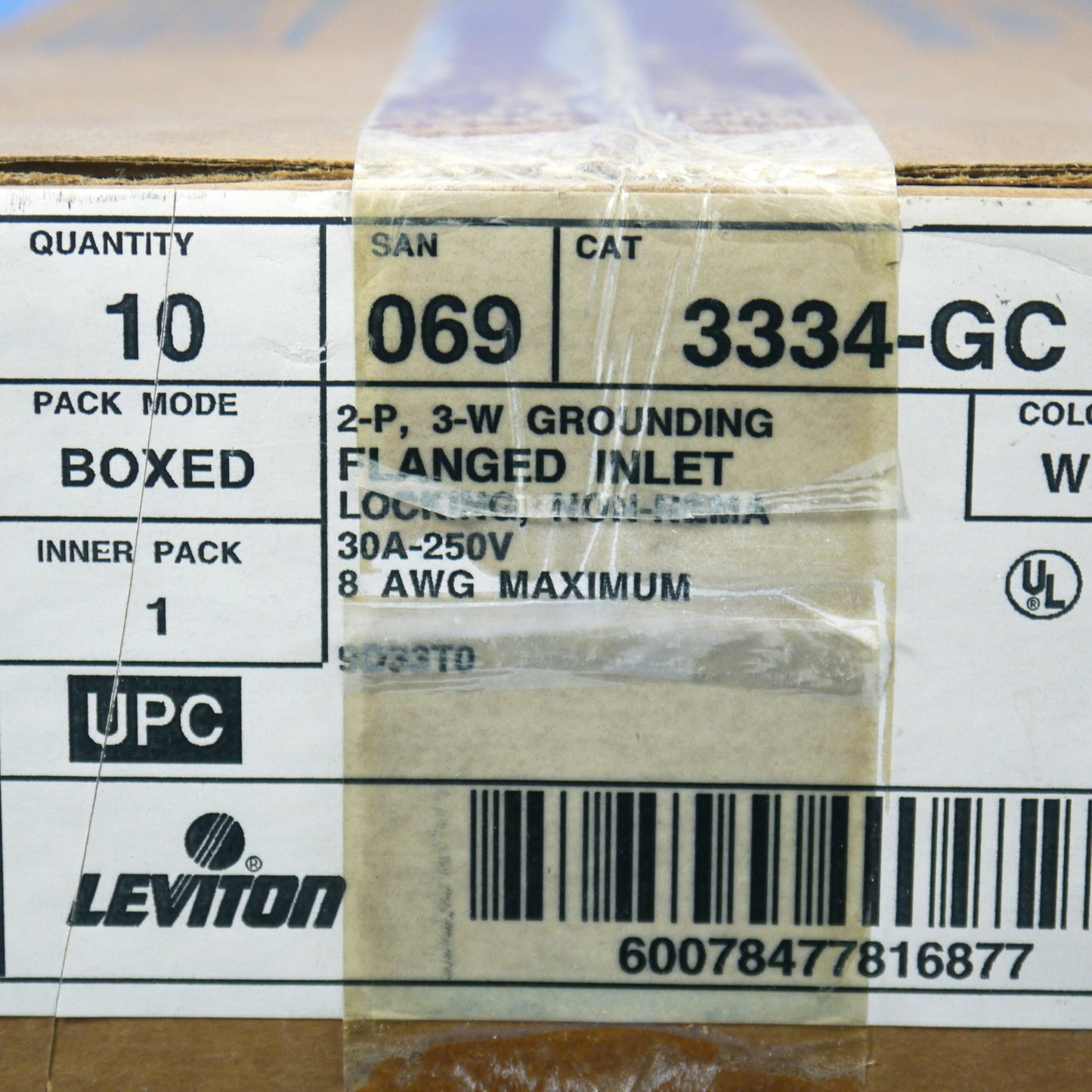 10 Leviton Flanged Twist Locking Inlet Plugs Grounding Non-Nema 30A 250V 3334-GC