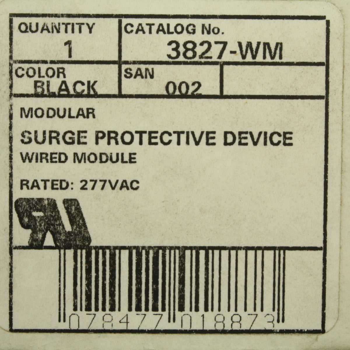 Leviton Equipment Cabinet MOV Surge Protector w/ Terminal Block 277VAC 3827-WM