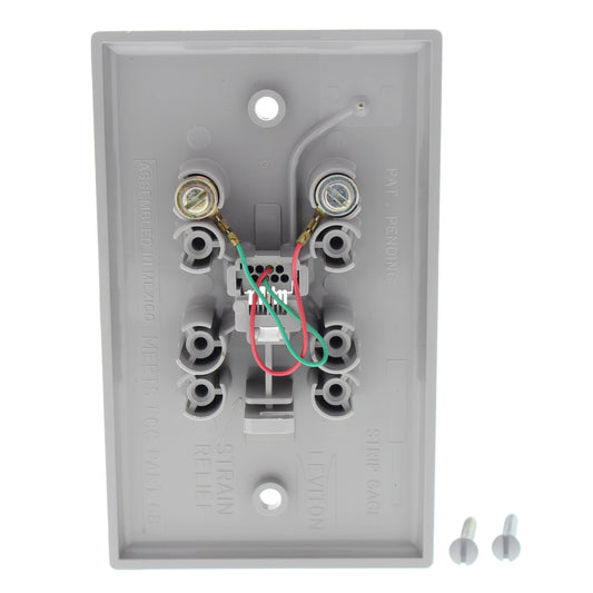 Leviton 40120-G Gray 2-Conductor Modular Flsuh Mount Telephone Jack
