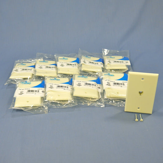 10 Leviton Almond Flush 4-Wire Telephone Jack Wallplates Type 625B4 40249-A