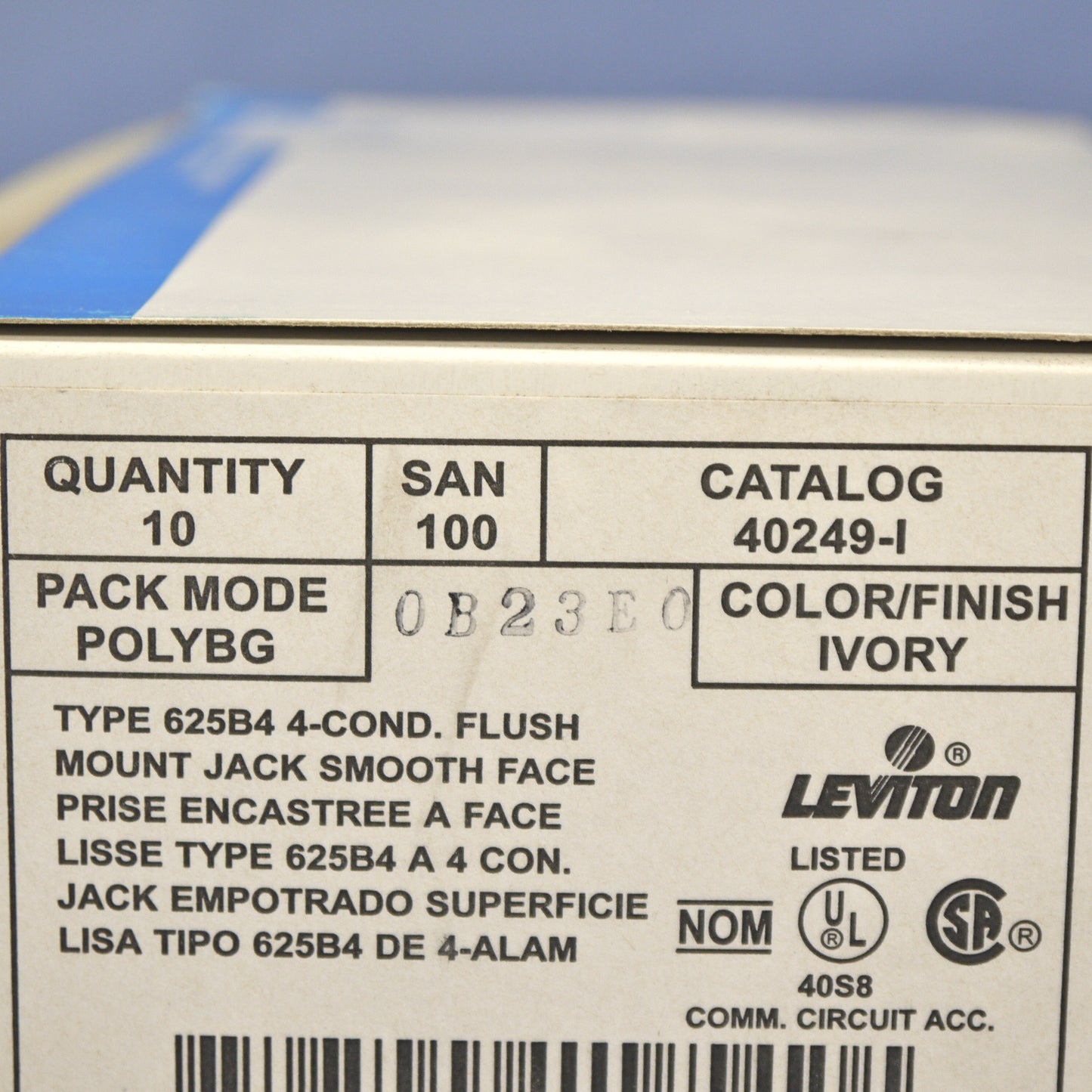 10 Leviton Ivory Flush Mount 4-Wire Telephone Jack Wallplates Type 625B4 40249-I