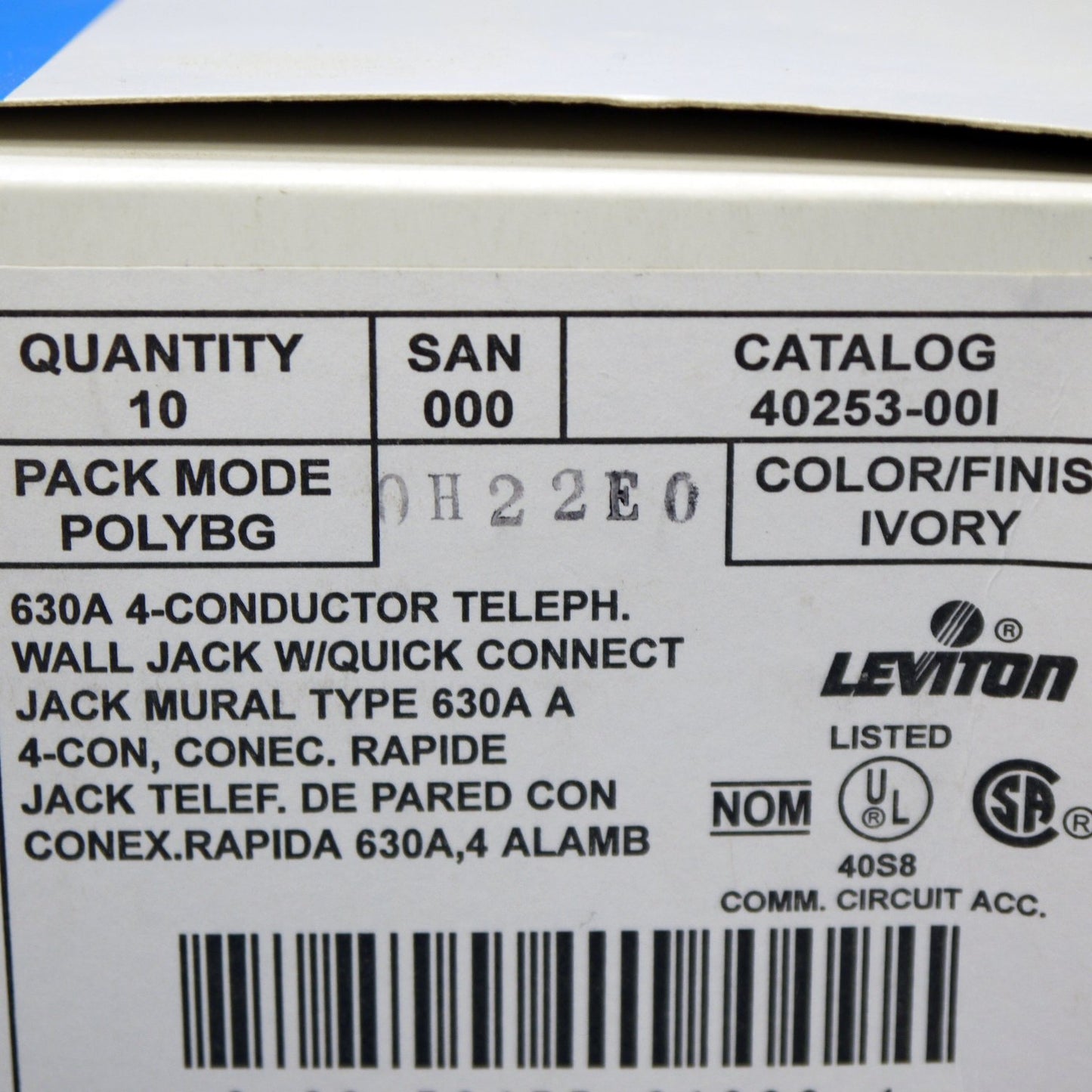 10 Leviton Ivory Quickconnect Wall Mount Telephone Outlet Jack Type 630A 40253-I
