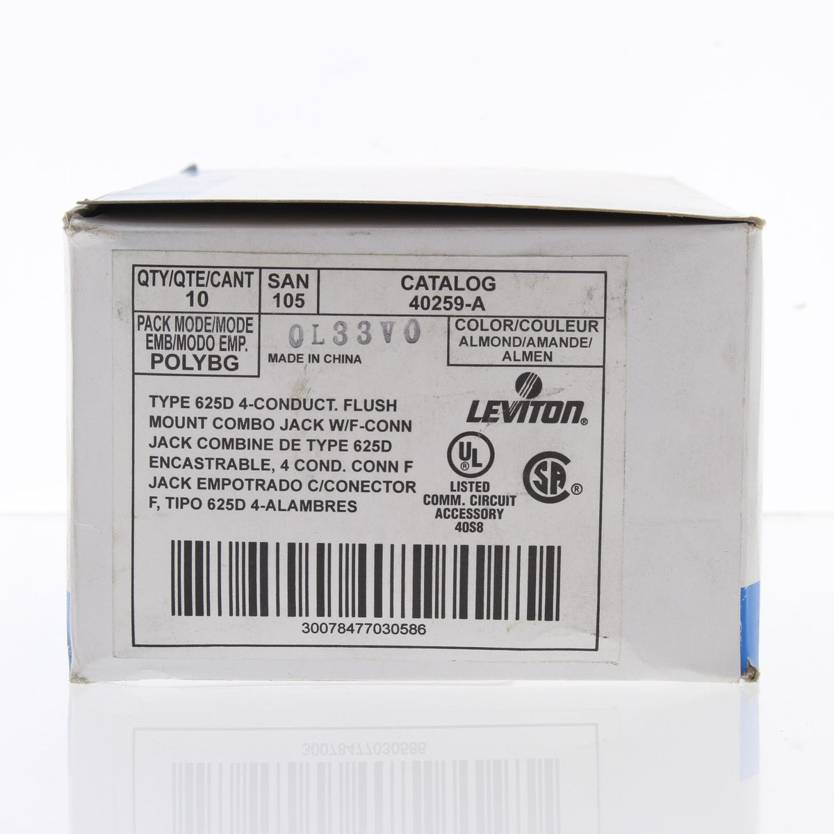 Leviton 40259-A Almond 1-Gang Cable CATV Jack Phone Wallplates Type 625D 10-Pack
