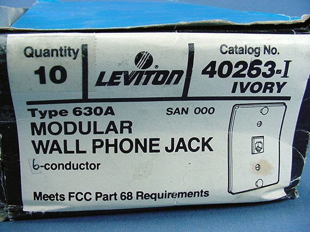 10 Leviton Ivory Quickconnect Wall Mount Telephone Outlet Jack Type 630A 40263-I