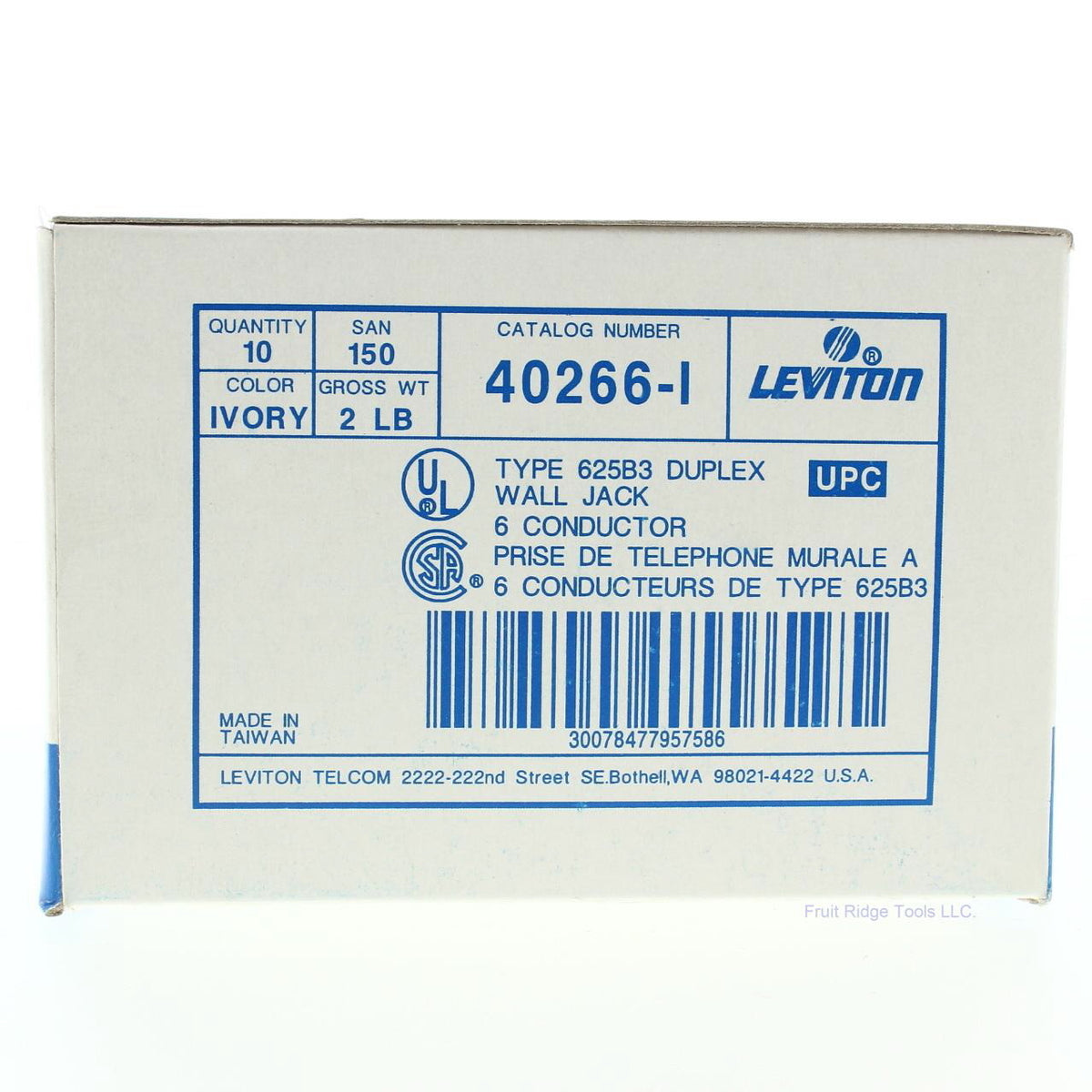 10 Leviton Ivory Dual Phone Jack Flush Wallplates 6-Wire 6P6C Type 625B3 40266-I