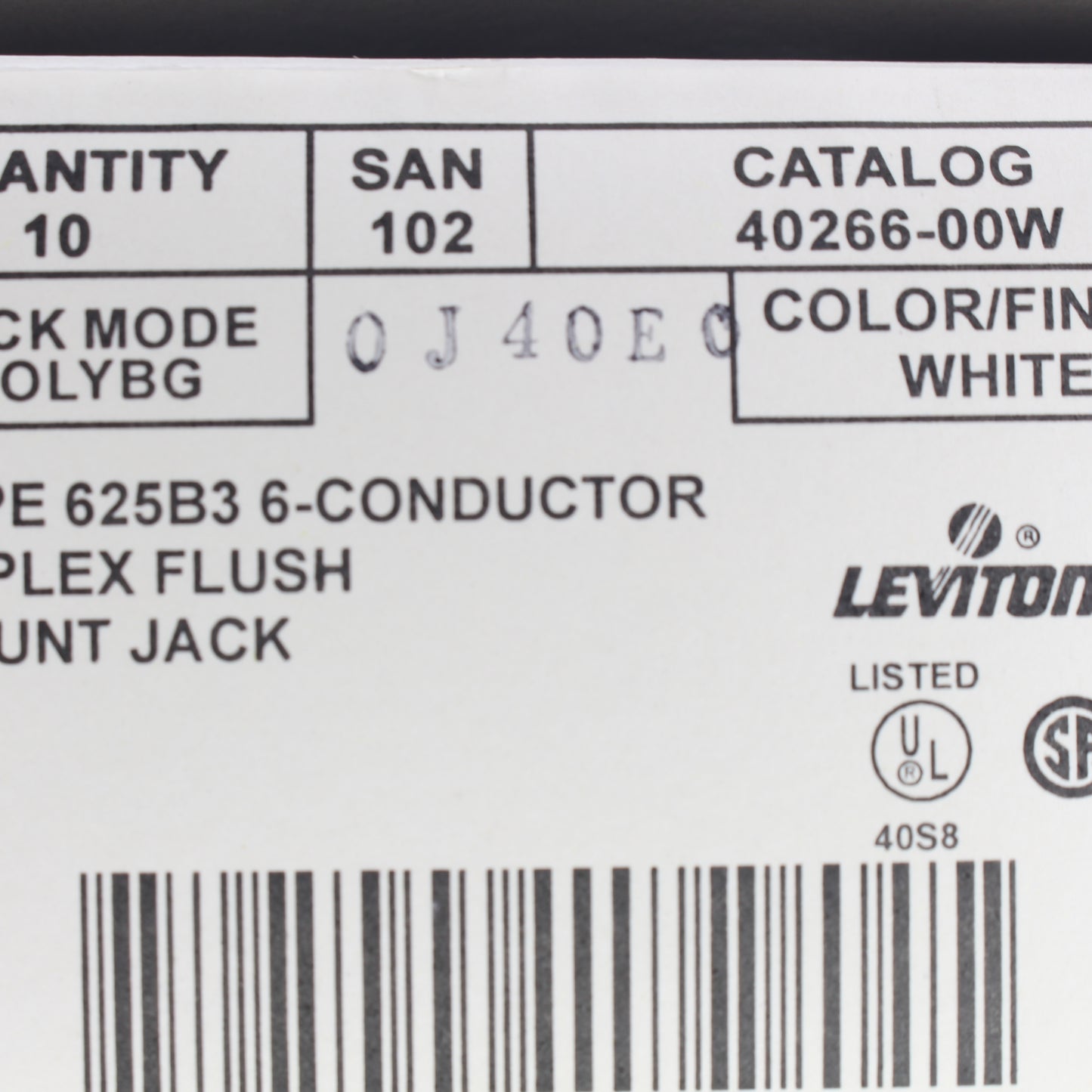 10 Leviton White Dual Phone Jack Flush Wallplates 6-Wire 6P6C Type 625B3 40266-W