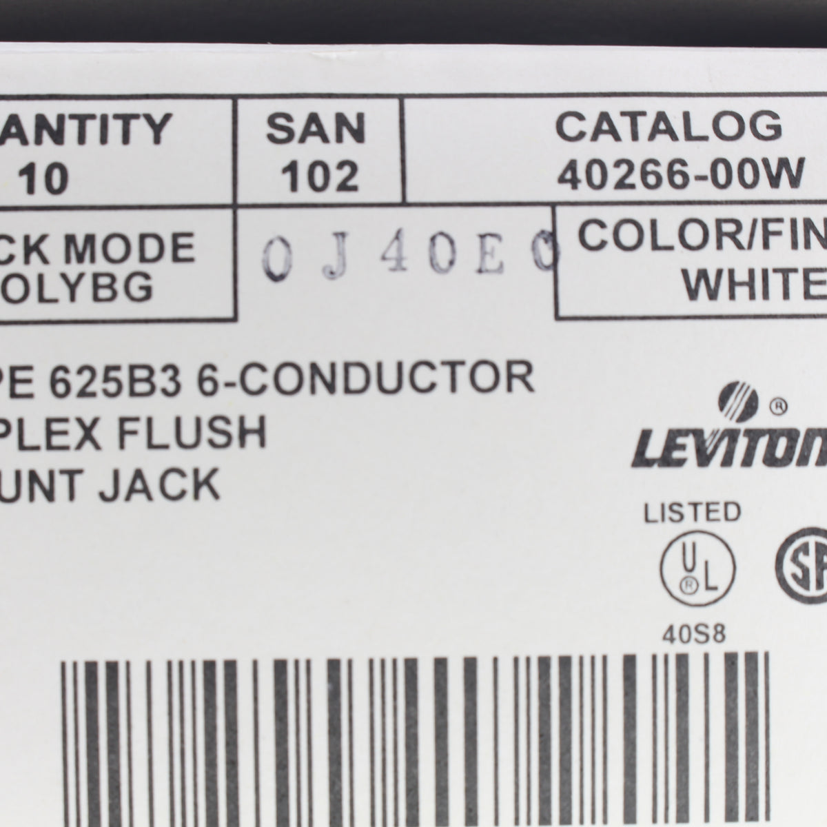 10 Leviton White Dual Phone Jack Flush Wallplates 6-Wire 6P6C Type 625B3 40266-W