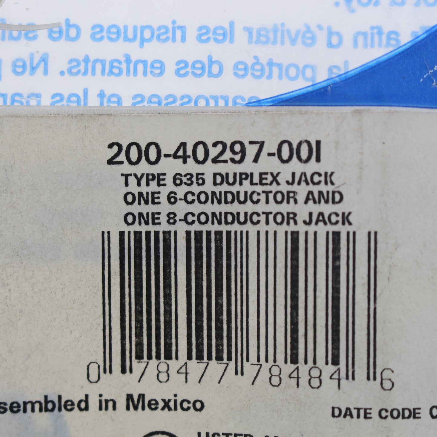 Leviton 40297-I Type625 Duplex Jack One 6-Conductor One 8-Conductor Jack Housing