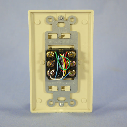 Leviton 40638-I Ivory Decora Modular Phone Jack w/ Wallplate Telephone Type 625F