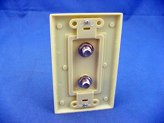 Leviton 40682-I Ivory Decora Dual CATV Coaxial Cable Jack Flush WallPlate Duplex