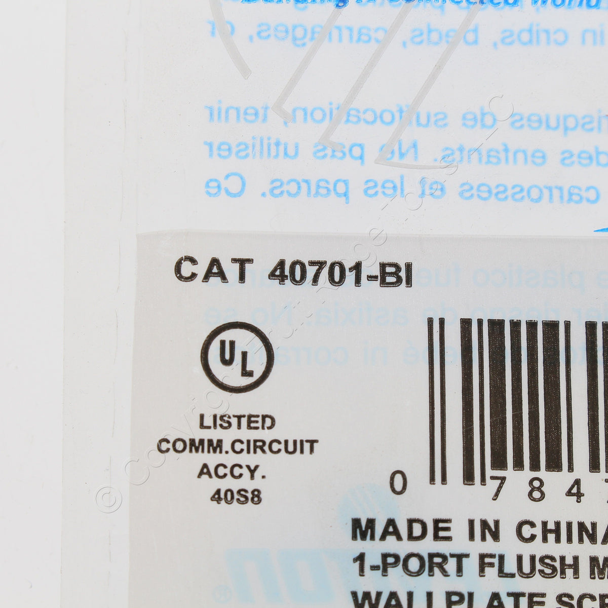 Leviton 40701-BI Ivory 1-Gang Quickport Flush Mount 1-Port Nylon Wallplate Cover