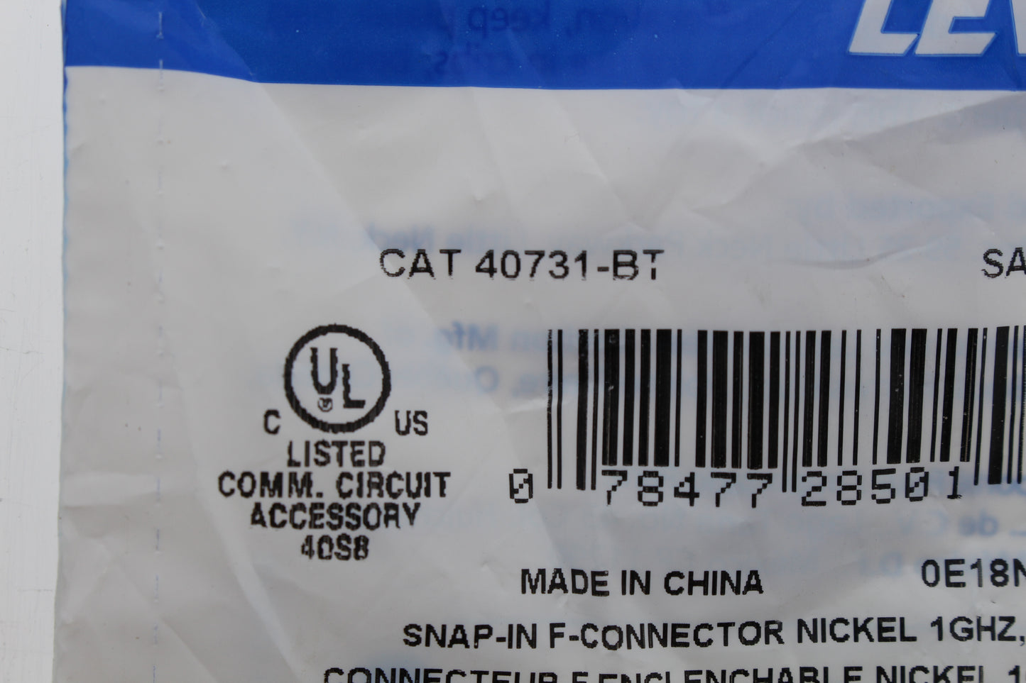 Leviton Light Almond Quickport F-Type Coax Connector Jack 40731-BT Blue Center